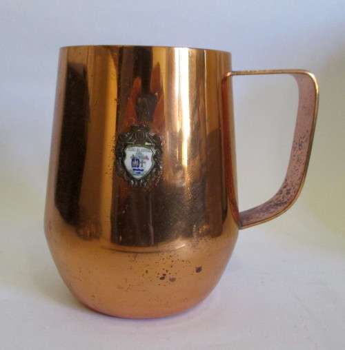 Vintage Copper Beer Tankard. Port St. Johns Emblem. 12cm High. Atlanta Real Copper.
