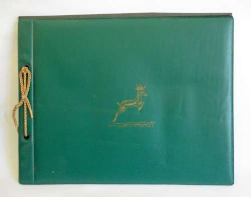 Vintage Large Photo/Scrapbook Album. Black Pages with Wax paper between. 33x25cm. Springbok Emblem.
