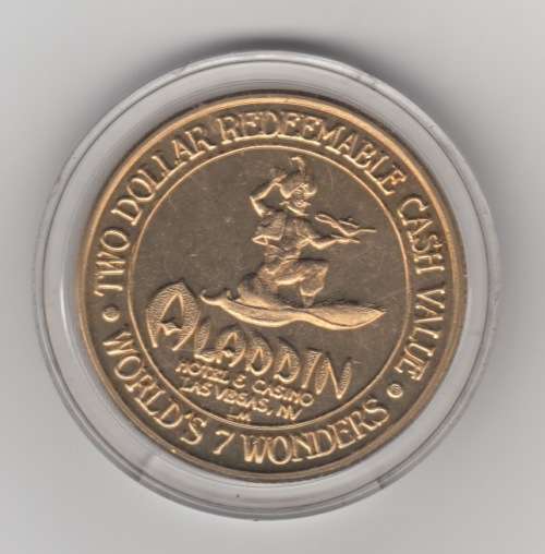 Two Dollar World 7 Wonders Aladdin Coin Token Las Vegas Casino. In Original sealed capsule.