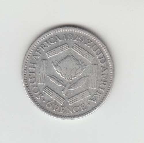 1929 South Africa Silver SixPence
