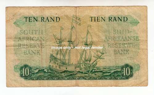 1961 South Africa Ten Rand Note  H M de Kock