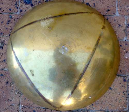 Vintage Large Hand Engraved Chinese Brass Bowl. Makers Mark. 33 x 5 cm