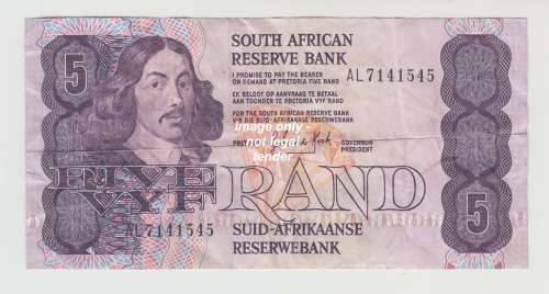 1990 South African Reserve Bank Five Rand - GPC de Kock