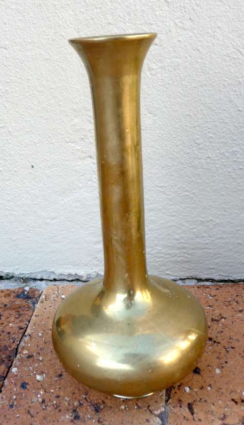 VIntage Long neck Brass Flower Vase - 20cm high