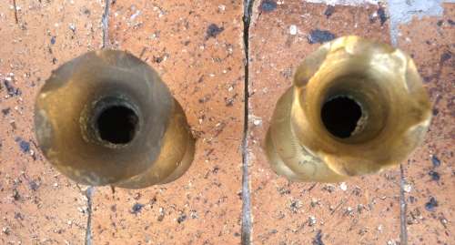 Pair of Vintage Brass Flower Vases. Different Colors. 15cm high