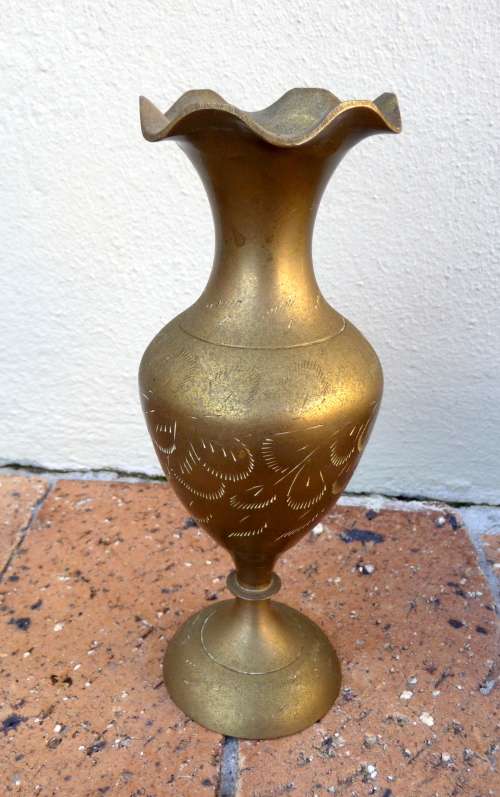 Vintage Brass Flower Vase. 20cm high