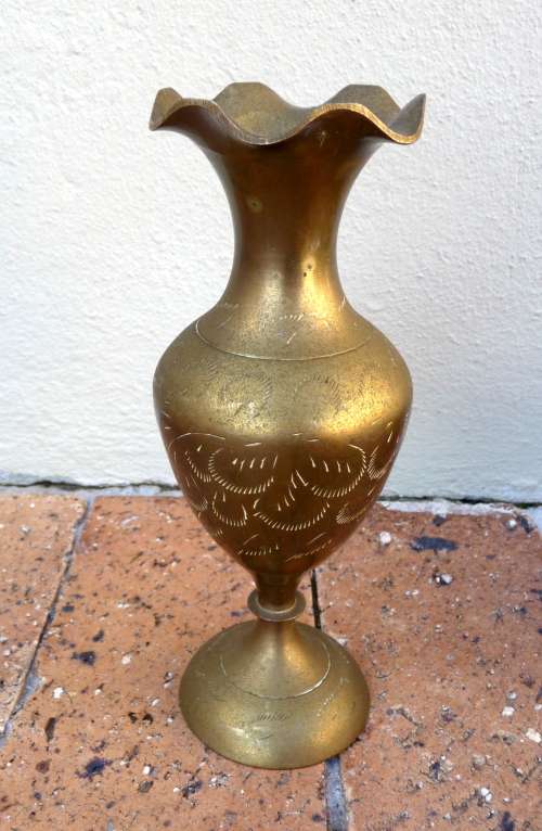 Vintage Brass Flower Vase. 20cm high