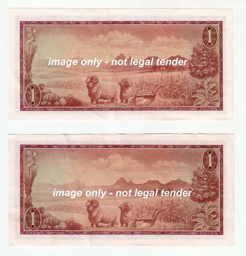 Set of Two South African One Rand Notes - Two Governers