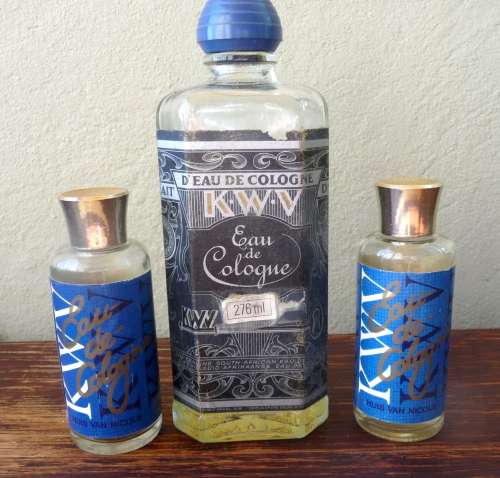 RARE Lot of three KWV parfume bottles. Still with original parfume. 1950`s.