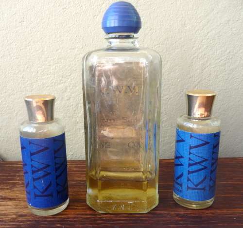 RARE Lot of three KWV parfume bottles. Still with original parfume. 1950`s.