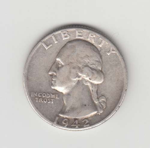 1942 Washington Quarter Dollar 90% Silver