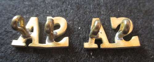2 x South Africa SA Brass Army metal shoulder title