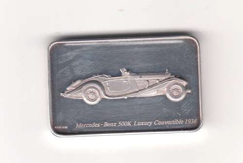 1 oz Fine Silver Mercedes Benz Silver Collection. 1936  500K Luxury Convertible