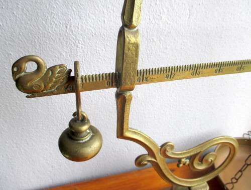 Large Brass Unigue Vintage Weight Scale. Decorative. Photos for Scale.