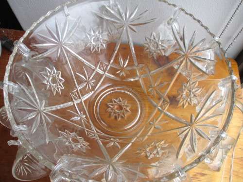 Glass Punch Bowl Set - 27 Piece Vintage Glass with 12 Punch Cups and ladle. Perfect for PARTIES.
