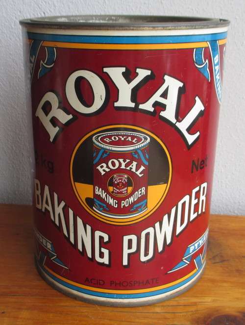 Large Vintage Poyal Baking Powder Tin. 18cm high. Decorative.