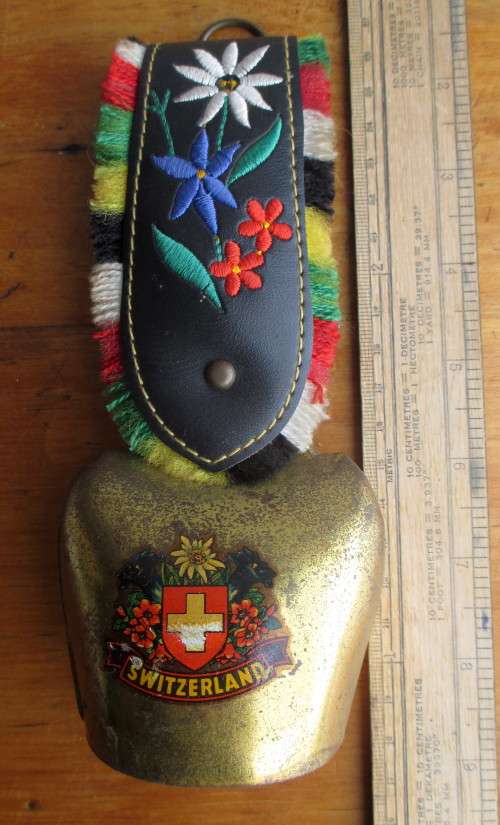 Vintage Large Switzerland Cow Bell. Souvenier. 18cm.
