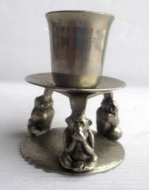 Vintage See No Evil Hear No Evil Speak No Evil Monkey Candle Holder