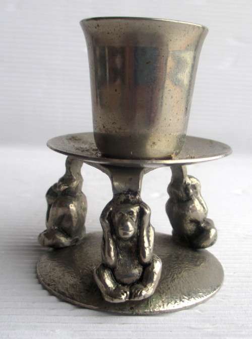 Vintage See No Evil Hear No Evil Speak No Evil Monkey Candle Holder