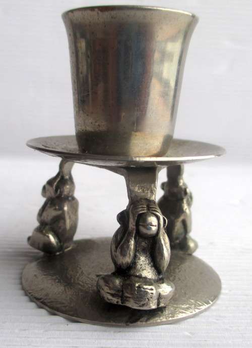 Vintage See No Evil Hear No Evil Speak No Evil Monkey Candle Holder