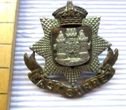 WW1 East Surrey Regiment Badge. Two Colors.