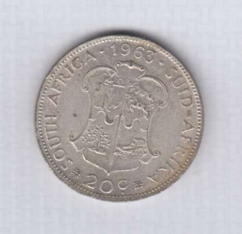 1963 South African Silver 20 Cent Coin
