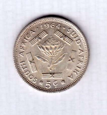 1964 South Africa Silver Five Cents