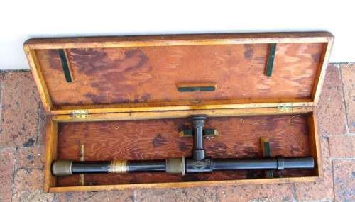 Vintage W Ottway and Co Gun Sight Telescope Pat No 2021 Serial 553. WW1. Original Case. Sell as is.