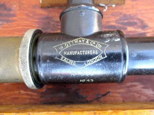 Vintage W Ottway and Co Gun Sight Telescope Pat No 2021 Serial 553. WW1. Original Case. Sell as is.
