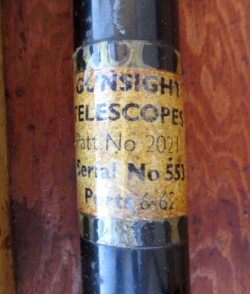 Vintage W Ottway and Co Gun Sight Telescope Pat No 2021 Serial 553. WW1. Original Case. Sell as is.