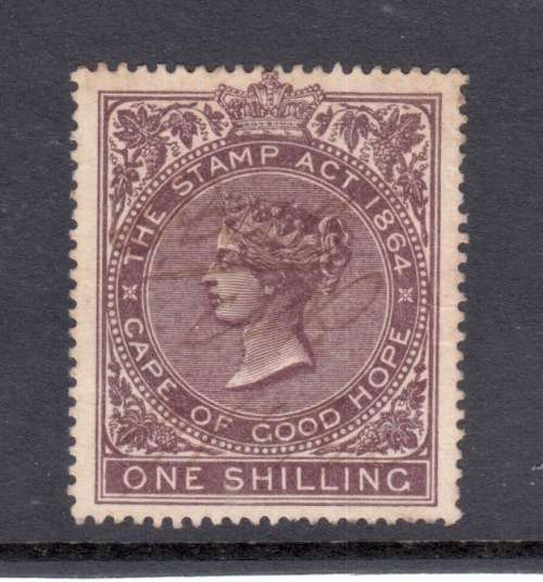 1864 Cape of Good Hope Stamp Act.  One Shilling. Used.