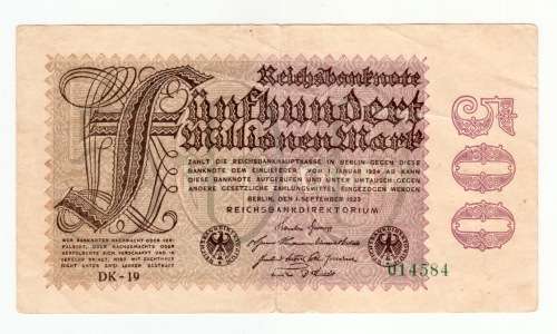 1923 Reichsbanknote - 500 Million Mark