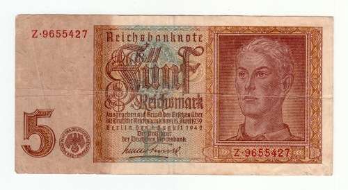 1942Five Reichsmark Berlin Bank Note