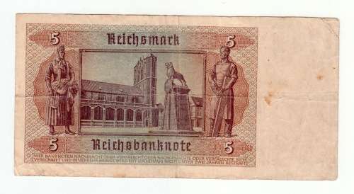 1942Five Reichsmark Berlin Bank Note