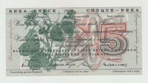 1966 Switzerland 5 Francs Reka Check