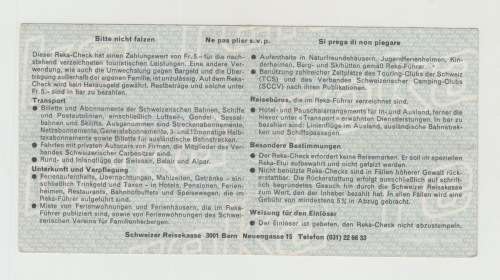 1966 Switzerland 5 Francs Reka Check