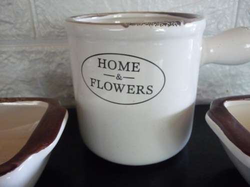 Set of Five Ceramic Decor Planters. French Home Theme. Unique