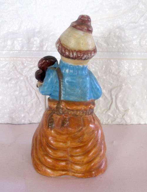 Vintage Unglazed Porcelain Violin playing Clown Figurine. 110mm high. Spotless.