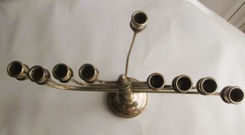 Vintage Silver plate 9 Branches Jewish Hanukkah Menorah candelabra candlestick. 140mm high.