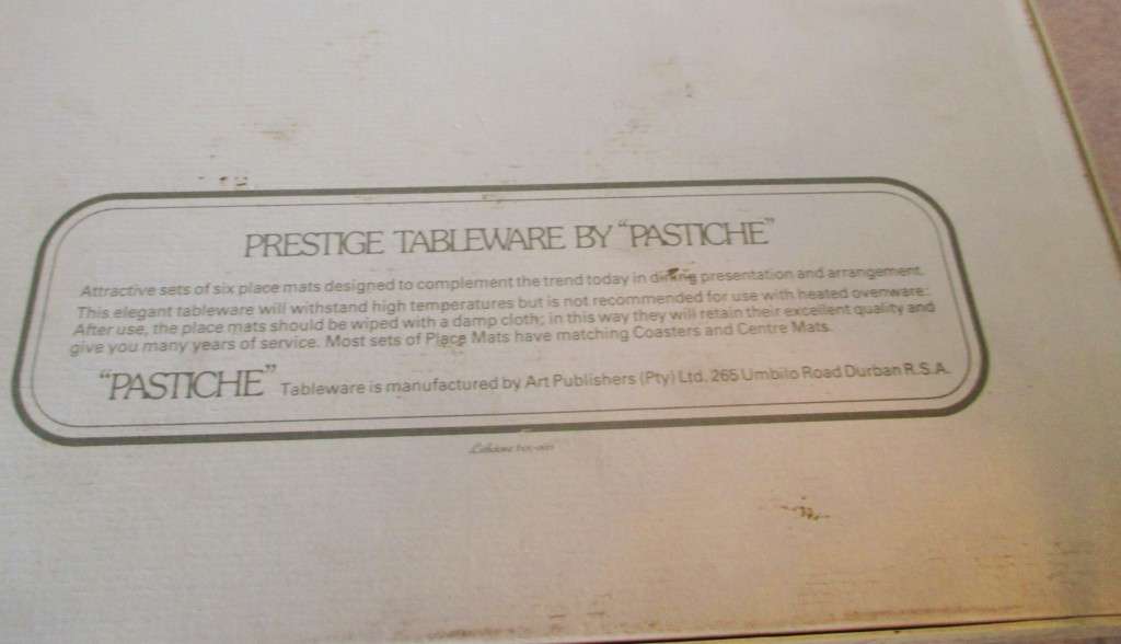 Vintage Cork Backed Placemats Wild Flowers of the Veld Boxed Gift Set of 5.