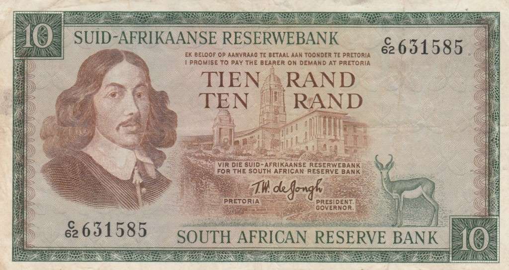 1967 South Africa Ten Rand Banknote. As per scan.