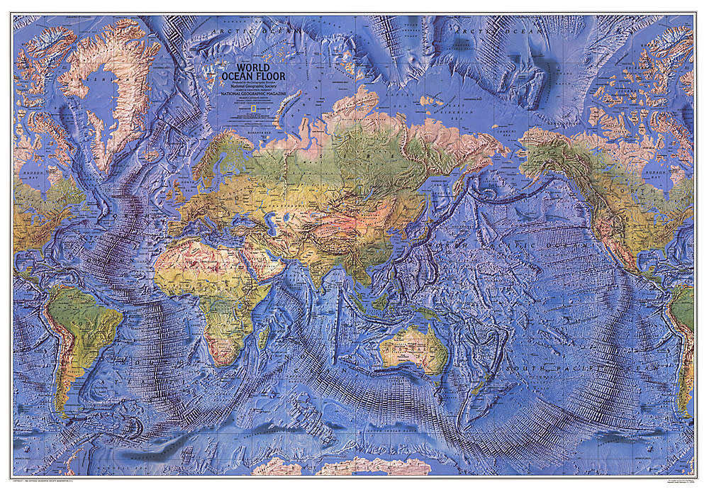 National Geographic 1981 World Ocean Floor Map