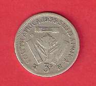 1935 SA union Silver 3d (Tickey)