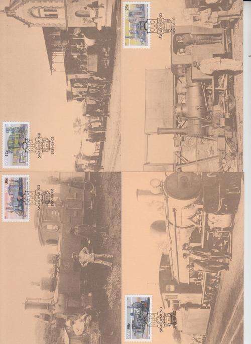 Set of four Postcards. Swakopmund SWA Narrow-gauge locomotives 1985.