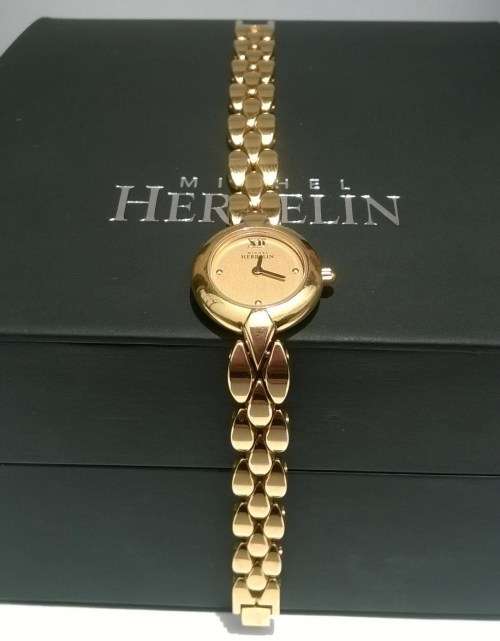 Michel Herbelin Ladies Solid Gold Plated Bracelet Watch