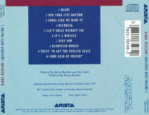 Barry Manilow - Greatest Hits Volume 1 (CD)