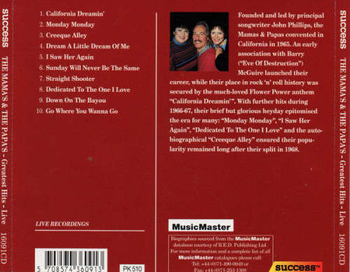 The Mama`s and The Papa`s - Greatest Hits - Live (CD)