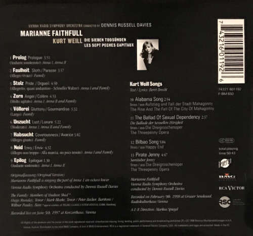 Marianne Faithfull - The Seven Deadly Sins (CD)