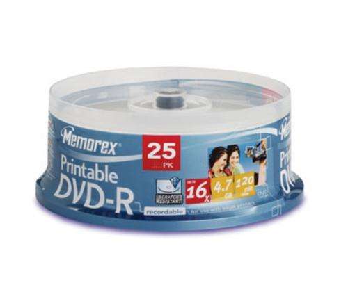 Memerox DVD-R 25pk spindle Printable DVD