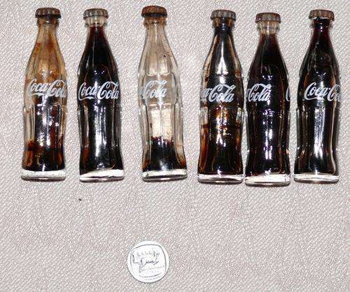 Vintage Miniature Glass Coke Bottles x6